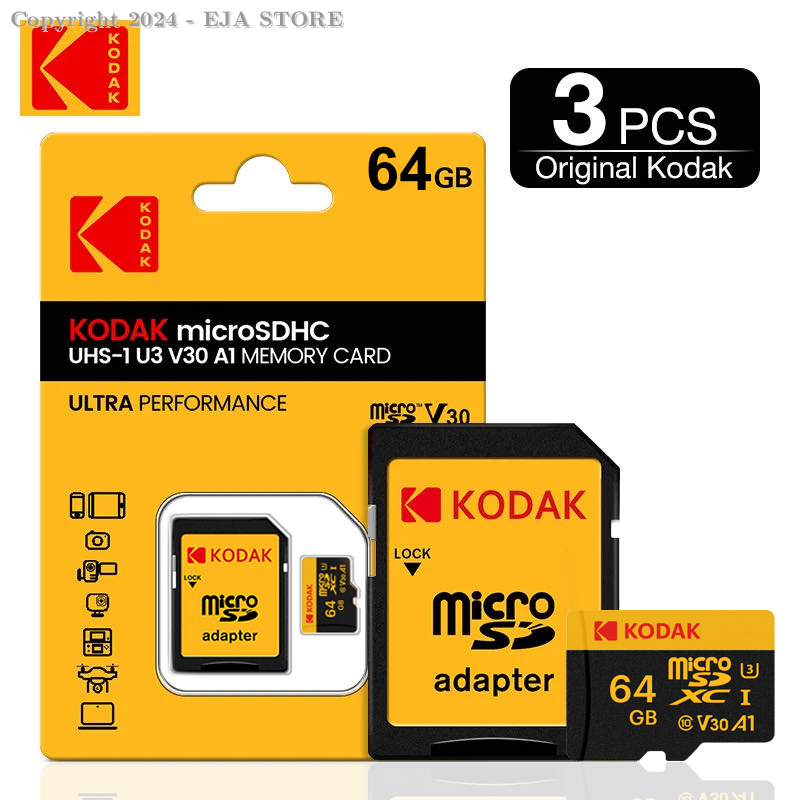 MICRO SD CARD KODAK MICROSDXC UHS-I U3 V30 A1 MEMORY CARD ULTRA PERFORMANCE